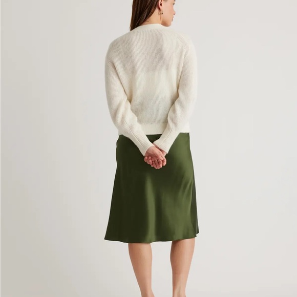 Quince Baby Alpaca-Wool Blend Cropped Ivory Cardigan - Picture 15 of 16